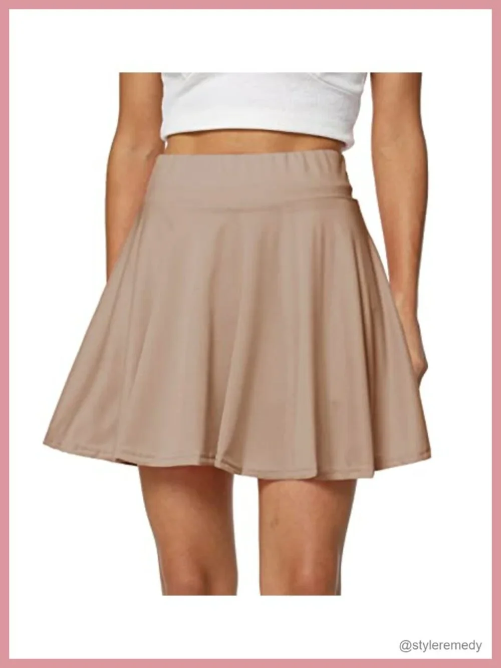 Women's High Waist Flared Pleated Skater Skirt with Built-in Shorts